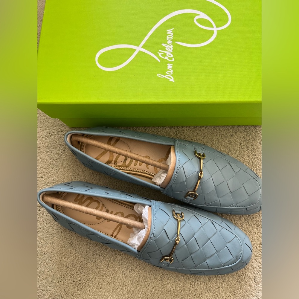 US W size 9 Sam Edelman Loraine Woven Loafer in Aspen Sky Blue MSRP $190